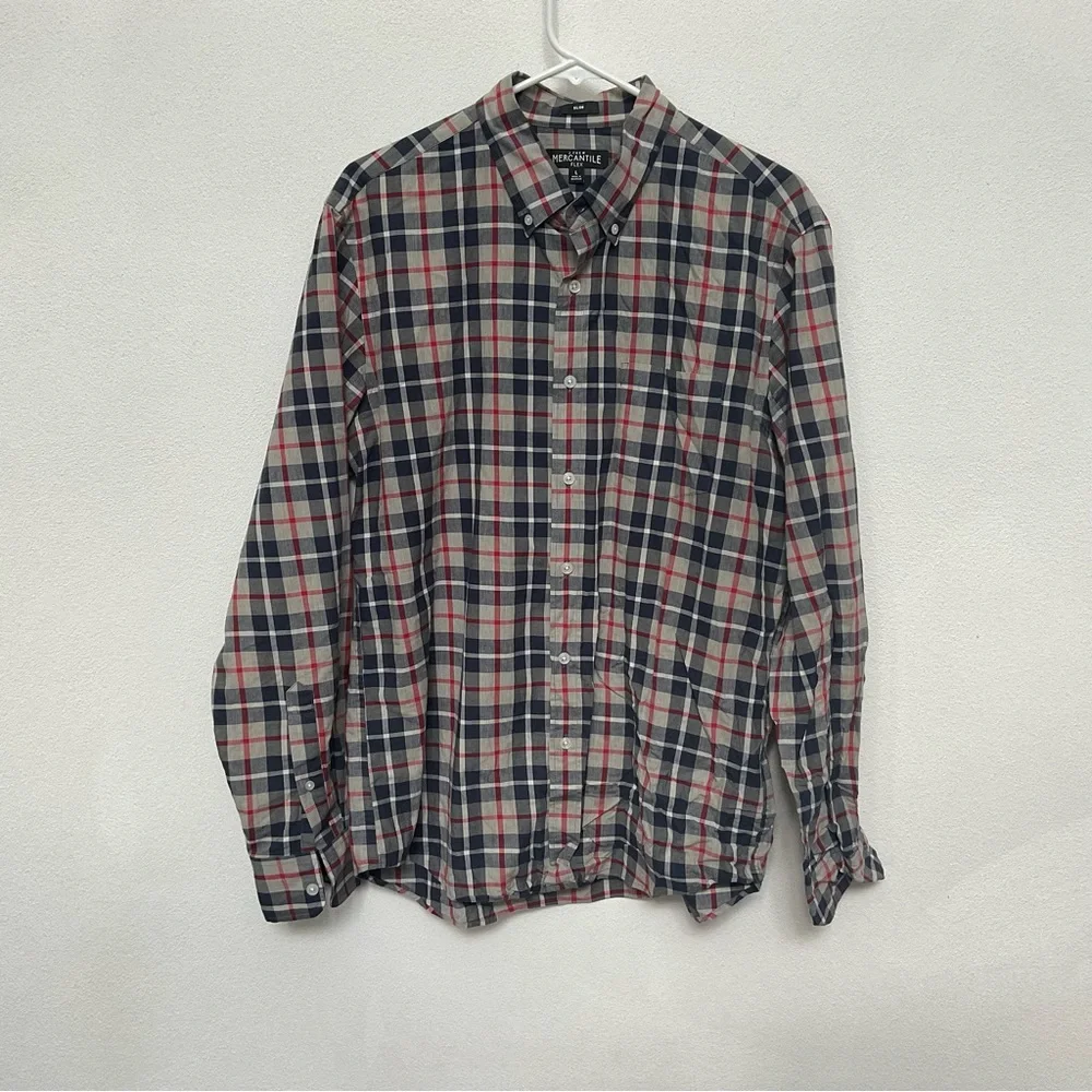 J. Crew Mercantile Flex Slim Fit Plaid Button Down Shirt Size Large